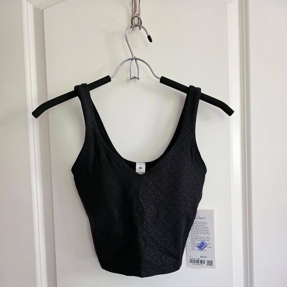 Lululemon Align Tank black crop top with floral print pattern